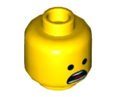 Minifigure, Head Dual Sided Winking Smile / Open Mouth Scared Pattern (Emmet) - Hollow Stud
