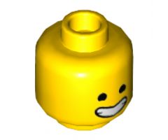 Minifigure, Head Dual Sided, Wide Smile with Closed Teeth, Black Eyes / Closed Eyes Pattern - Hollow Stud