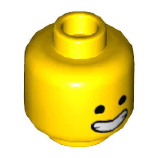 Minifigure, Head Dual Sided, Wide Smile with Closed Teeth, Black Eyes / Closed Eyes Pattern - Hollow Stud