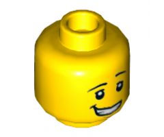 Minifigure, Head Dual Sided, Black Eyebrows Left Raised, Lopsided Smile, Black Eyes / Sunglasses Pattern - Hollow Stud