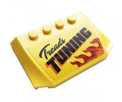 Wedge 4 x 6 x 2/3 Triple Curved with 'Treads TUNING' and Flames Pattern (Sticker) - Set 60258