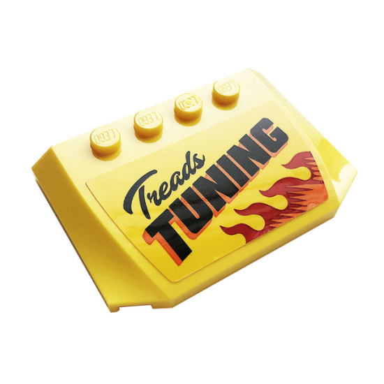 Wedge 4 x 6 x 2/3 Triple Curved with 'Treads TUNING' and Flames Pattern (Sticker) - Set 60258