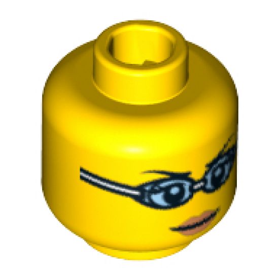 Minifigure, Head Dual Sided Female Open Smile / Swimming Goggles Pattern - Hollow Stud