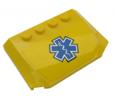 Wedge 4 x 6 x 2/3 Triple Curved with Blue EMT Star of Life on Yellow Background Pattern (Sticker) - Set 60203