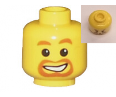 Minifigure, Head Beard around Mouth, White Smile, White Pupils Pattern - Hollow Stud