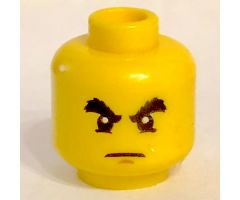Minifigure, Head Male Raised Bushy Eyebrows, White Pupils, Chin Dimple Pattern - Hollow Stud