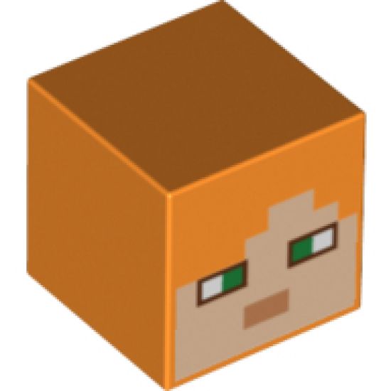 Minifigure, Head, Modified Cube with Minecraft Alex Face Pattern