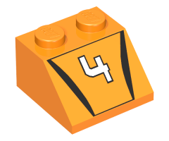 Slope 45 2 x 2 with '4' Hot Scorcher Pattern