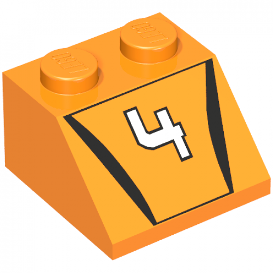 Slope 45 2 x 2 with '4' Hot Scorcher Pattern