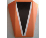 Wedge 4 x 4 No Studs with Black Triangle with White Outline on Orange Background Pattern (Sticker) - Set 7962