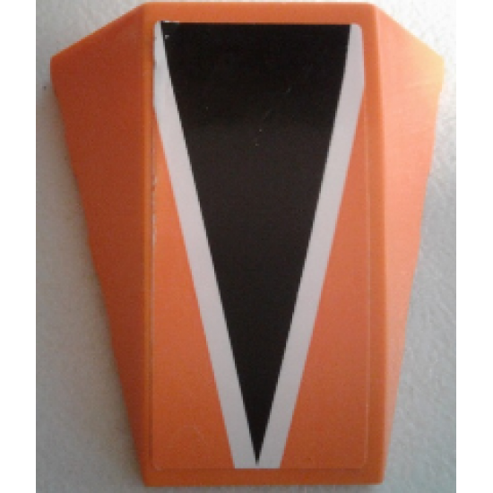 Wedge 4 x 4 No Studs with Black Triangle with White Outline on Orange Background Pattern (Sticker) - Set 7962