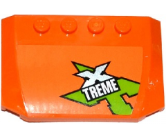 Wedge 4 x 6 x 2/3 Triple Curved with Lime, Silver and White 'XTREME' Pattern (Sticker) - Set 60085