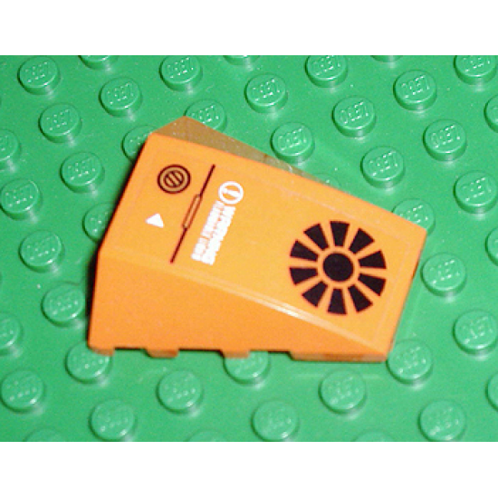 Wedge 4 x 4 No Studs with Black Radiating Circle and 'Warning Flammable Liquid' Pattern (Sticker) - Set 7708