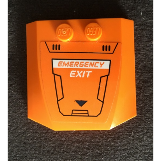 Wedge 4 x 4 x 2/3 Triple Curved with 'EMERGENCY EXIT' and Hatch Pattern (Sticker) - Set 60195