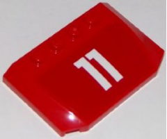 Wedge 4 x 6 x 2/3 Triple Curved with White '11' on Red Background Pattern (Sticker) - Set 60111
