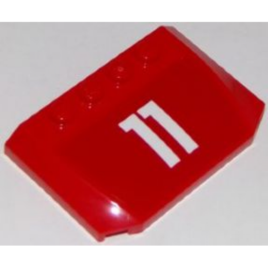 Wedge 4 x 6 x 2/3 Triple Curved with White '11' on Red Background Pattern (Sticker) - Set 60111
