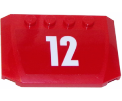 Wedge 4 x 6 x 2/3 Triple Curved with White '12' on Red Background Pattern (Sticker) - Set 60112