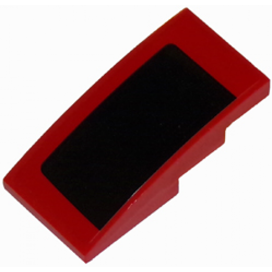 Slope, Curved 4 x 2 with Thick Black Stripe on Red Background Pattern Model Left Side (Sticker) - Set 75874