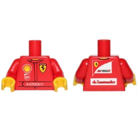 Torso Racers Ferrari/Shell, UPS, Kaspersky Logo Front, Scuderia Ferrari, Santander Logo Back Pattern (Stickers) / Red Arms / Yellow Hands