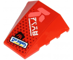 Wedge 4 x 4 No Studs with Blue 'Dragon', White Ninjago Logogram 'FIRE' and Coral Symbol Pattern (Sticker) - Set 71707