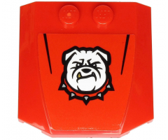 Wedge 4 x 4 x 2/3 Triple Curved with White Bulldog with Spiked Collar and Black Stripes on Red Background Pattern (Sticker) - Set 60243