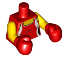 Torso Female Outline Tank Top with White Side Panels and Neck Trim Pattern / Yellow Arms / Red Boxing Gloves