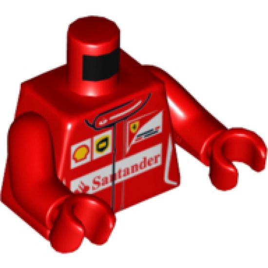 Torso Speed Champions with Shell, UPS, Ferrari and Red Santander Logo Front, Ferrari Logo Back Pattern / Red Arms / Red Hands