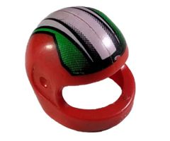 Minifigure, Headgear Helmet Motorcycle (Standard) with Black, Green and White Stripes Pattern