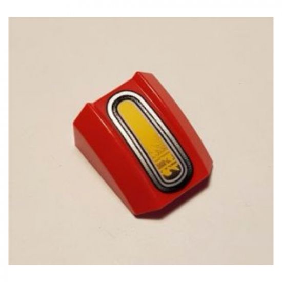 Slope, Curved 2 x 2 Lip with Yellow and Dark/Light Gray Pattern