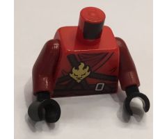 Torso Ninjago Brown Rope, Gold Medallion and Dark Red Undershirt Front, Scabbards on Back Pattern / Dark Red Arms / Black Hands
