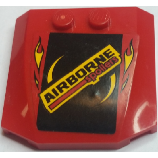 Wedge 4 x 4 x 2/3 Triple Curved with 'AIRBORNE spoilers' and Yellow Flames Pattern (Sticker) - Set 60027