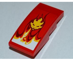 Slope, Curved 4 x 2 with Flames and Lion Head Pattern (Sticker) - Set 9441