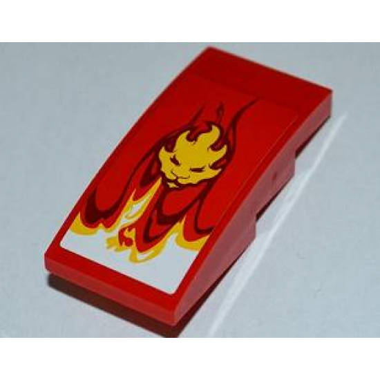 Slope, Curved 4 x 2 with Flames and Lion Head Pattern (Sticker) - Set 9441