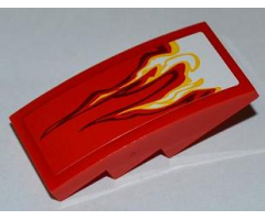 Slope, Curved 4 x 2 with White and Yellow Flames Pattern Model Left Side (Sticker) - Set 9441