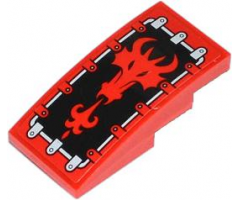 Slope, Curved 4 x 2 with Red Fire Breathing Dragon Head Pattern (Sticker) - Set 70404