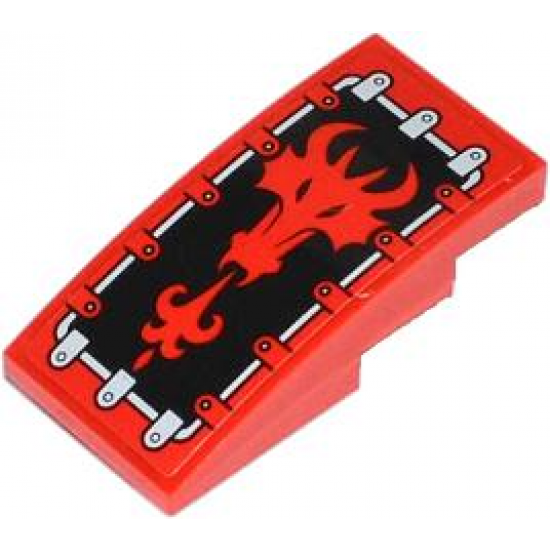 Slope, Curved 4 x 2 with Red Fire Breathing Dragon Head Pattern (Sticker) - Set 70404