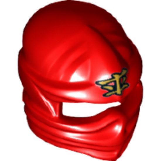 Minifigure, Headgear Ninjago Wrap with Gold Ninjago Logogram 'Fire' Pattern (Kai)