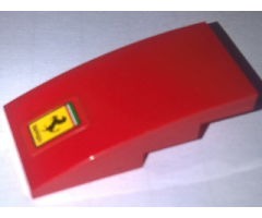 Slope, Curved 4 x 2 with Ferrari Logo Black Prancing Horse on Yellow Background Pattern (Sticker) - Set 10248