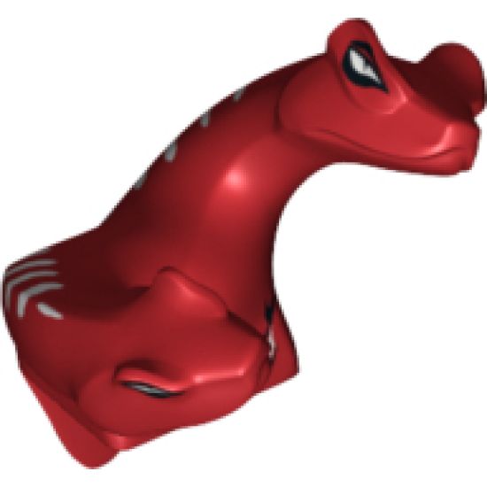 Minifigure, Head, Modified Snake Two-Headed with White Scales Pattern