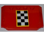 Wedge 4 x 6 x 2/3 Triple Curved with Checkered Flag with Yellow Outline Pattern (Sticker) - Set 4643