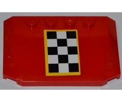 Wedge 4 x 6 x 2/3 Triple Curved with Checkered Flag with Yellow Outline Pattern (Sticker) - Set 4643