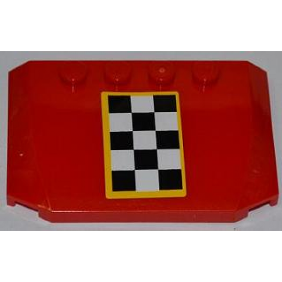 Wedge 4 x 6 x 2/3 Triple Curved with Checkered Flag with Yellow Outline Pattern (Sticker) - Set 4643