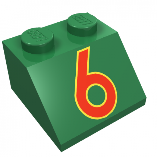Slope 45 2 x 2 with Red Number 6 Pattern