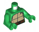 Torso Turtle Shell with Crack and Dark Brown Horizontal Belt Pattern / Green Arms / Green Hands