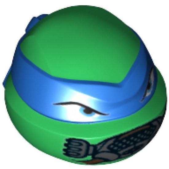Minifigure, Head, Modified Ninja Turtle with Blue Mask and Breathing Apparatus Pattern (Leonardo)