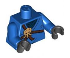 Torso Ninjago Brown Rope, Gold Medallion and Dark Blue Undershirt Pattern / Blue Arms / Black Hands