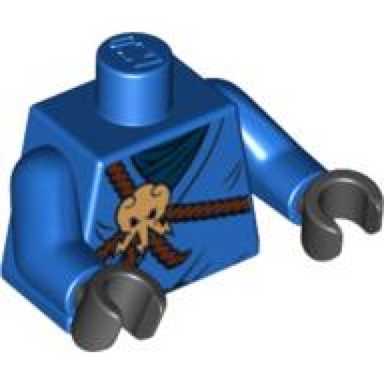 Torso Ninjago Brown Rope, Gold Medallion and Dark Blue Undershirt Pattern / Blue Arms / Black Hands