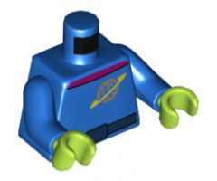 Torso Space Ringed Planet, Purple Collar and Dark Blue Belt Pattern / Blue Arms / Lime Hands