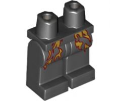 Hips and Legs with Dark Red and Gold Flames Pattern
