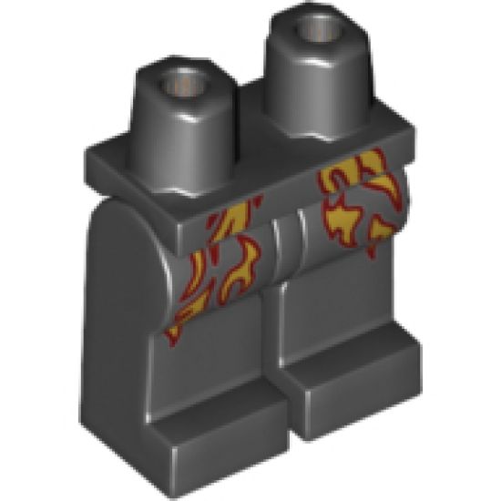 Hips and Legs with Dark Red and Gold Flames Pattern